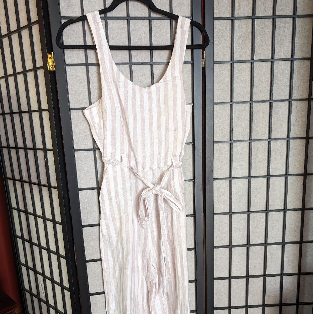 St. Tropez Linen Striped Jumpsuit
